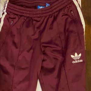 adidas track pants red maroon